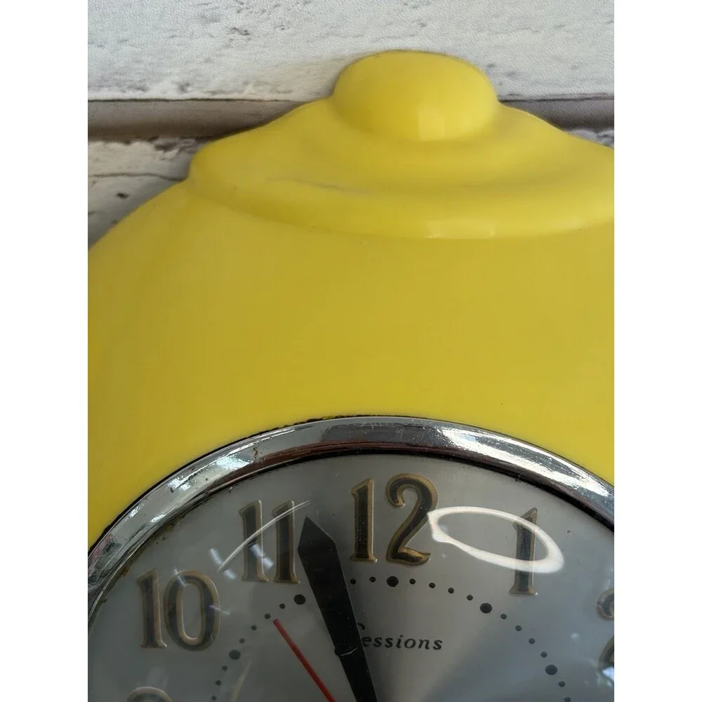 Vintage Sessions Yellow Teapot Wall Clock Works Rare Color Vintage